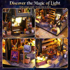 FLYINTOYS Luna's Magic House kit desk setup shows miniature furniture details