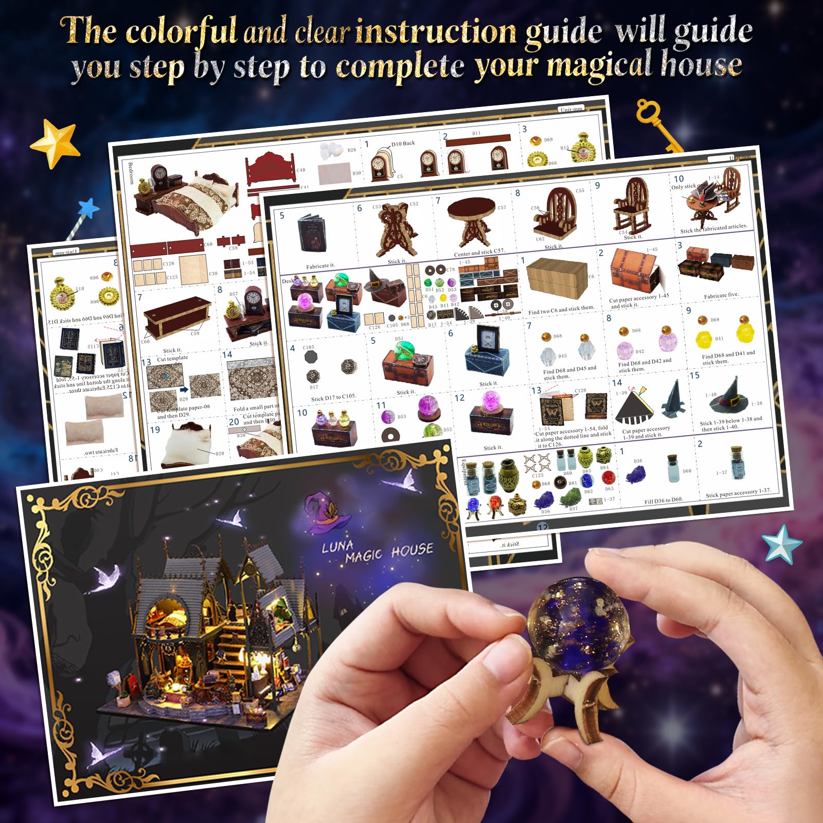FLYINTOYS Luna's Magic House kit finished model serves as keepsake decor