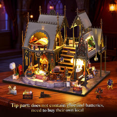 FLYINTOYS Luna's Magic House kit LED-lit interior creates warm ambience