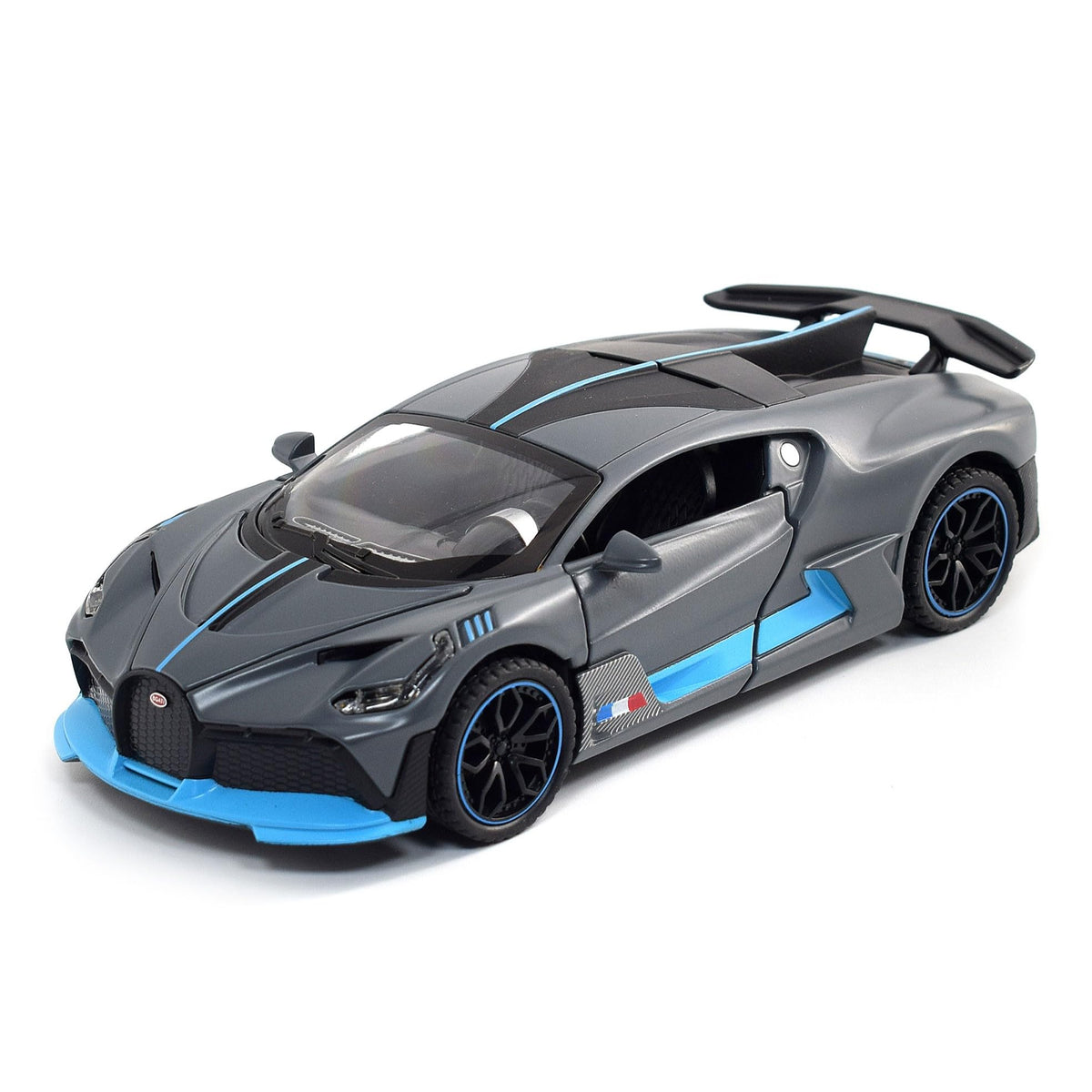 FLYKIRIN Bugatti Divo grey pull-back car with detailed metal body for kids play
