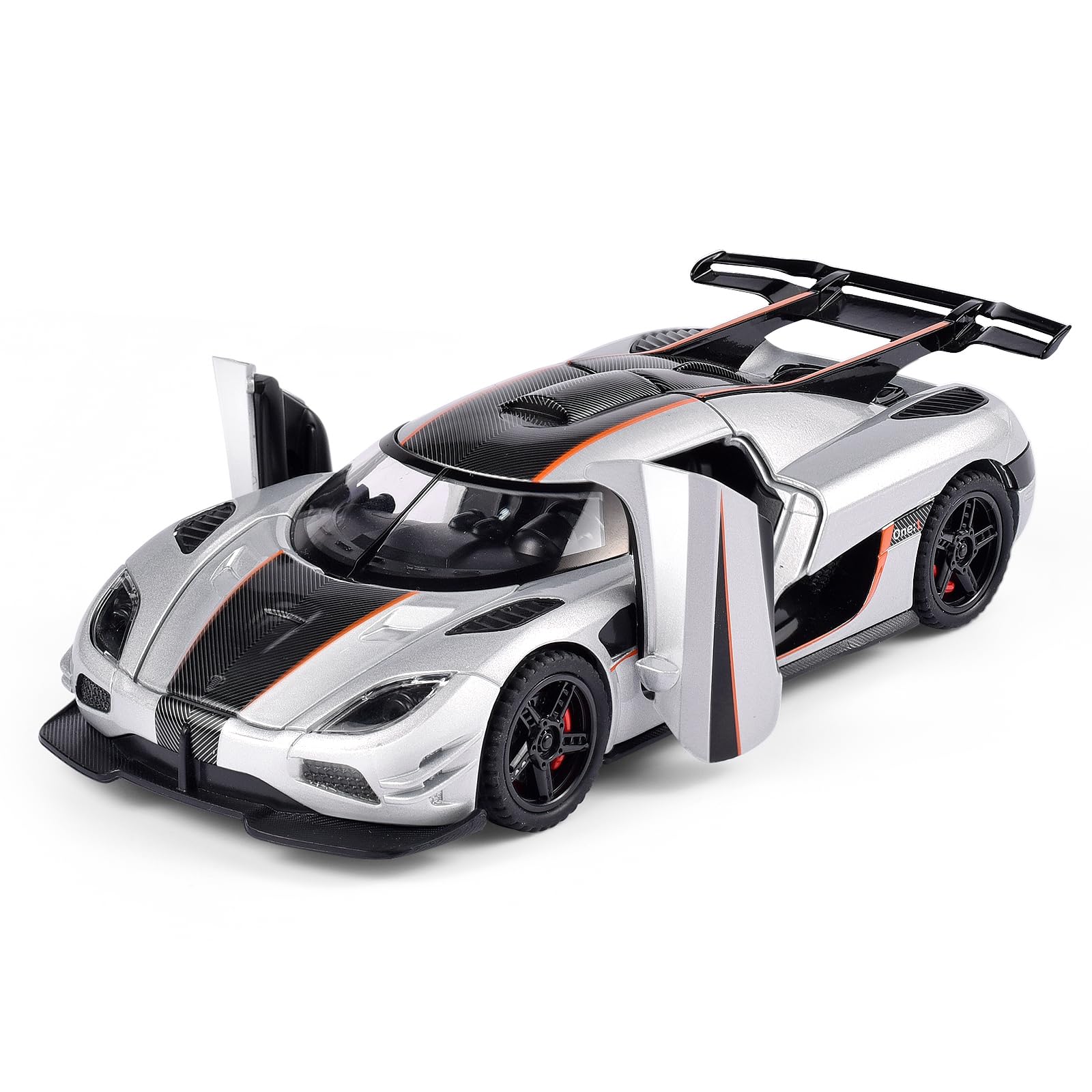 FLYKIRIN Koenigsegg One 1/32 front view with polished diecast finish for display and play.