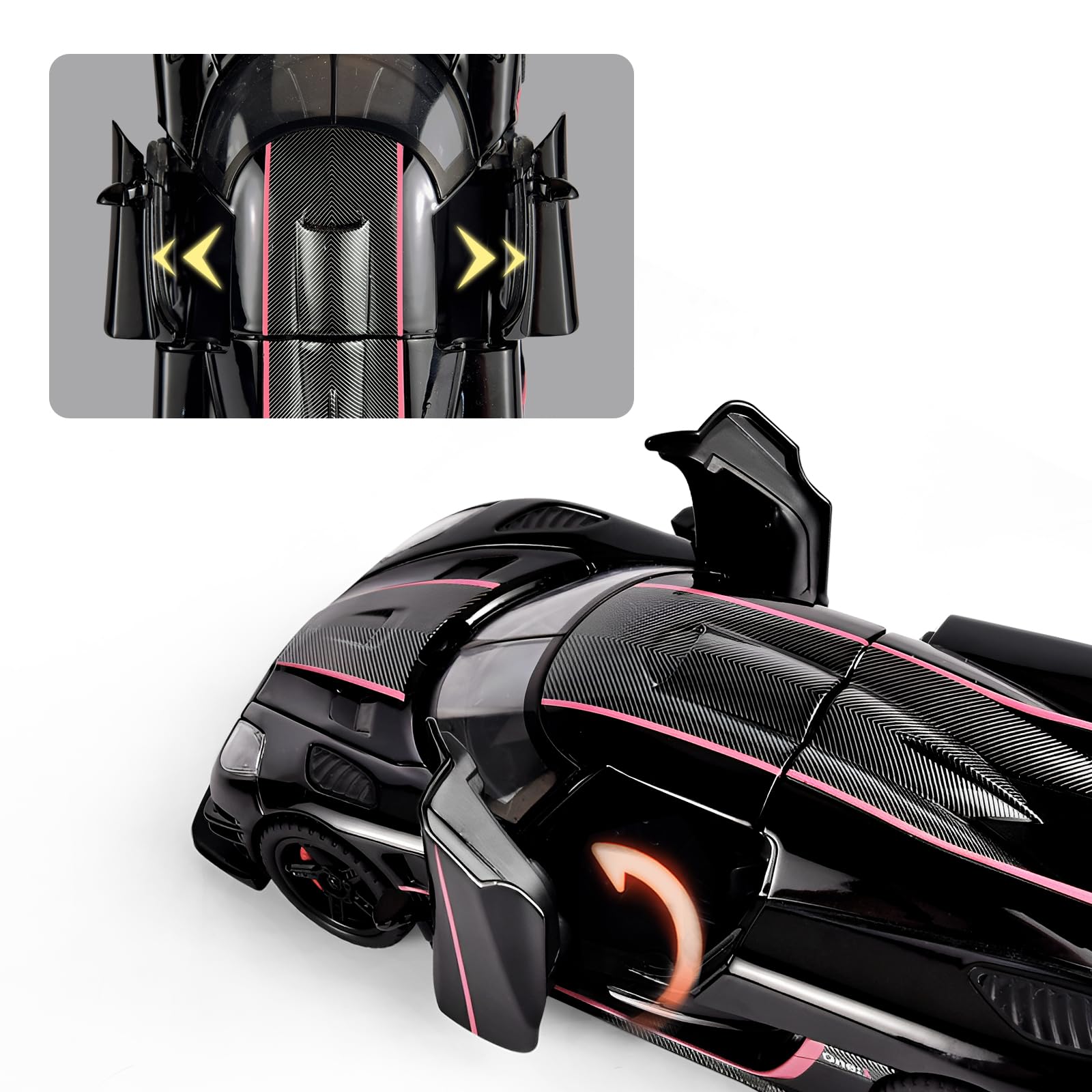 Close-up of Koenigsegg dihedral door detail on the FLYKIRIN model