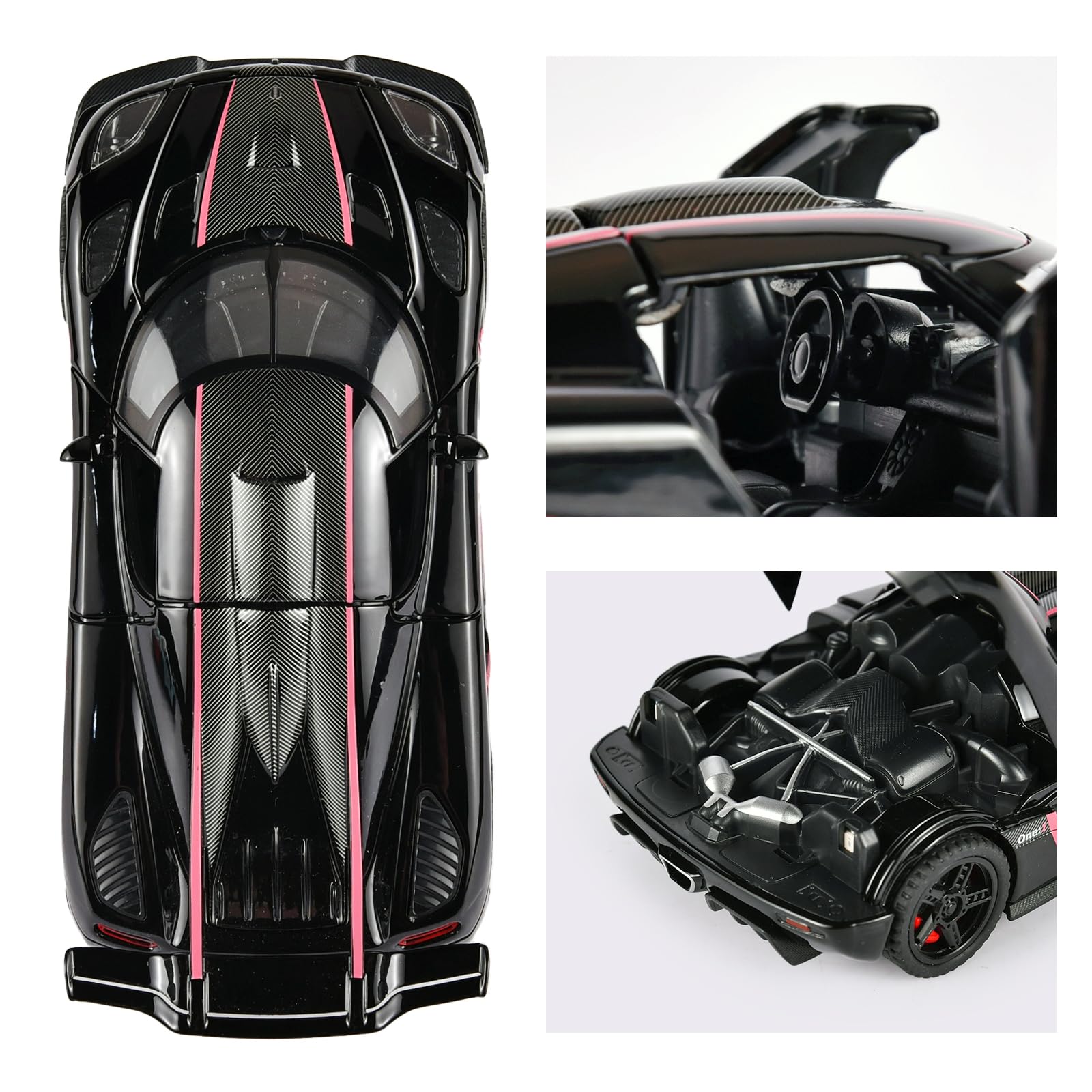 Lights and engine sound add realism to the Koenigsegg One model