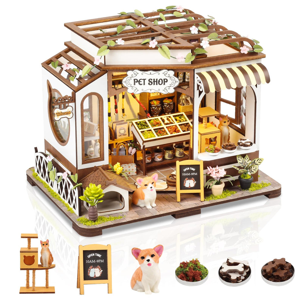 Flynova DIY miniature house kit assembled for a stylish display.