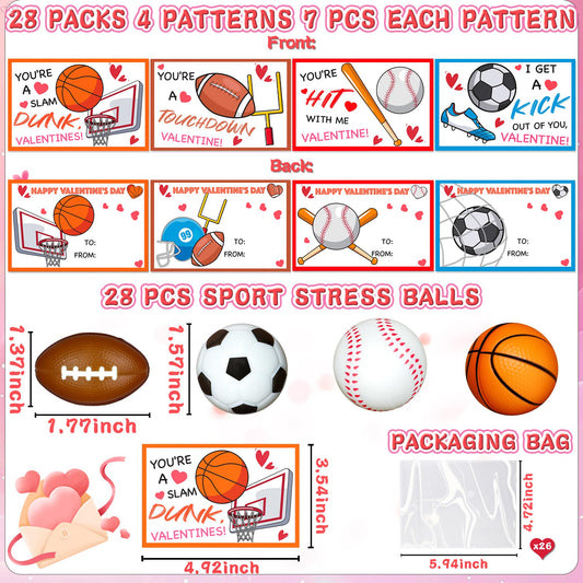 FLYSNK stress ball basketball design with valentines card supports focus and coordination