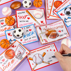 FLYSNK stress ball football design with valentines card encourages sharing during class