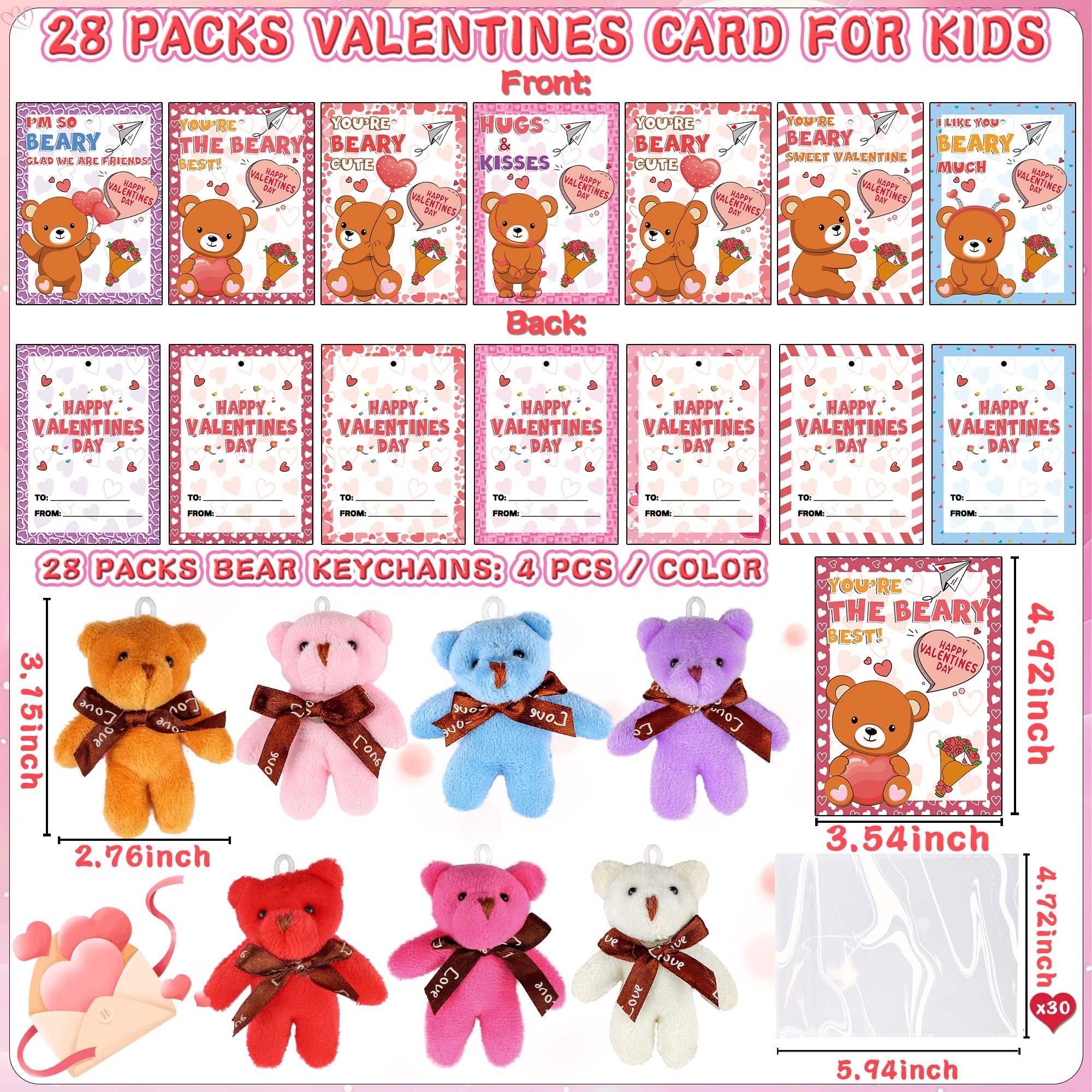 FLYSNK valentines cards with bear designs ready for classroom exchanges.