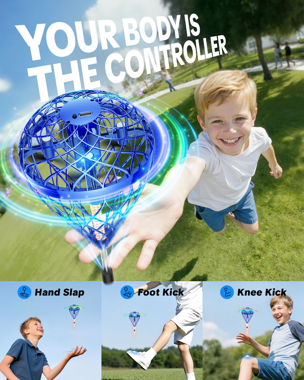Flystars Flying Orb Ball with bright LED glow for indoor and outdoor fun.