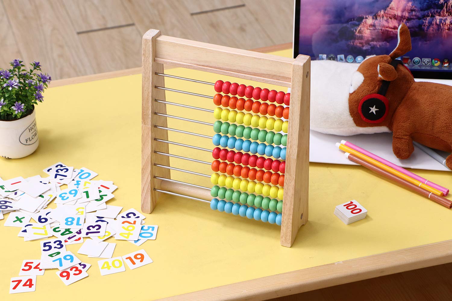 Flzoaveus wooden abacus ideal for group activities in early education.