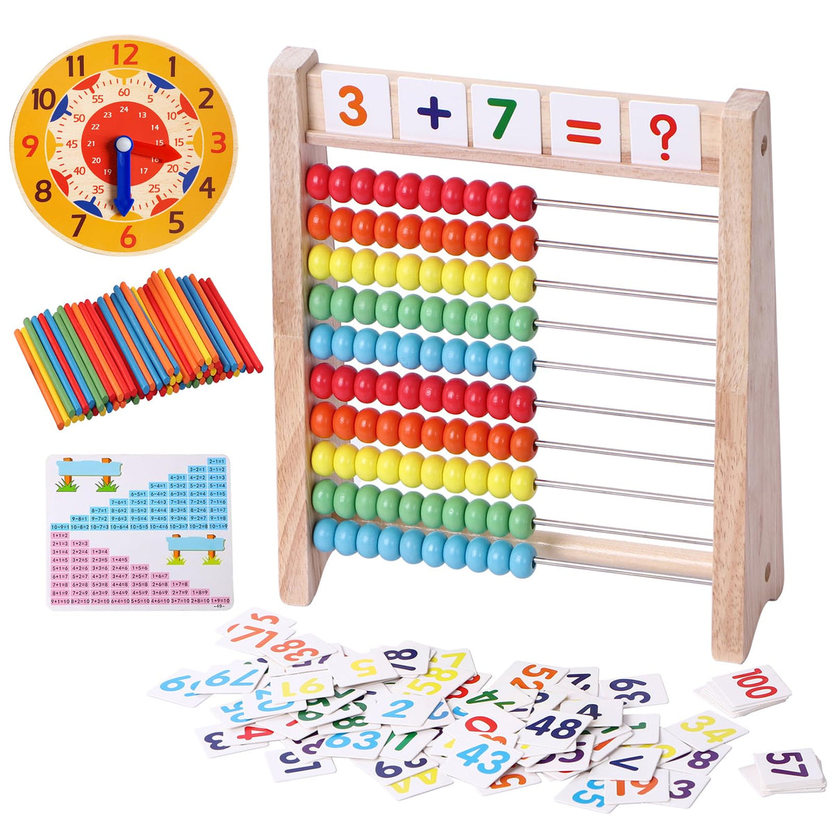 Flzoaveus wooden abacus with colorful beads for tactile early math practice.