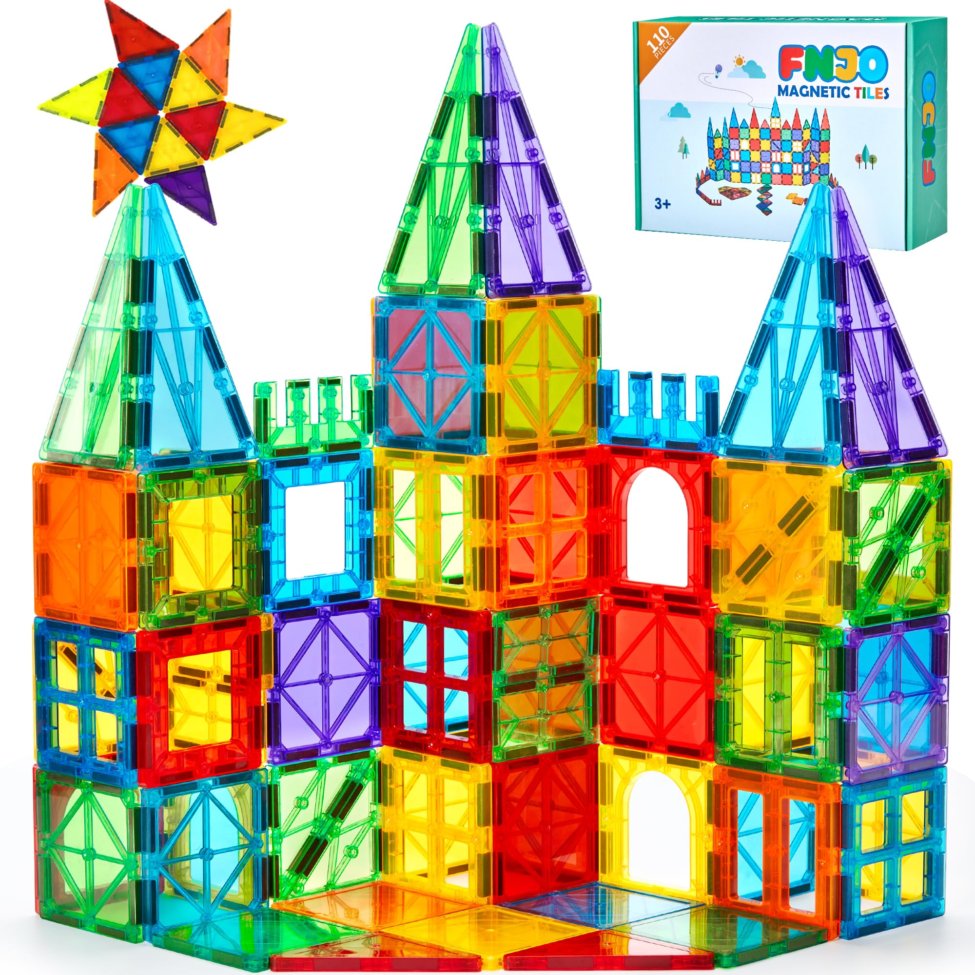 FNJO magnetic tiles square pieces spark imaginative building and play.