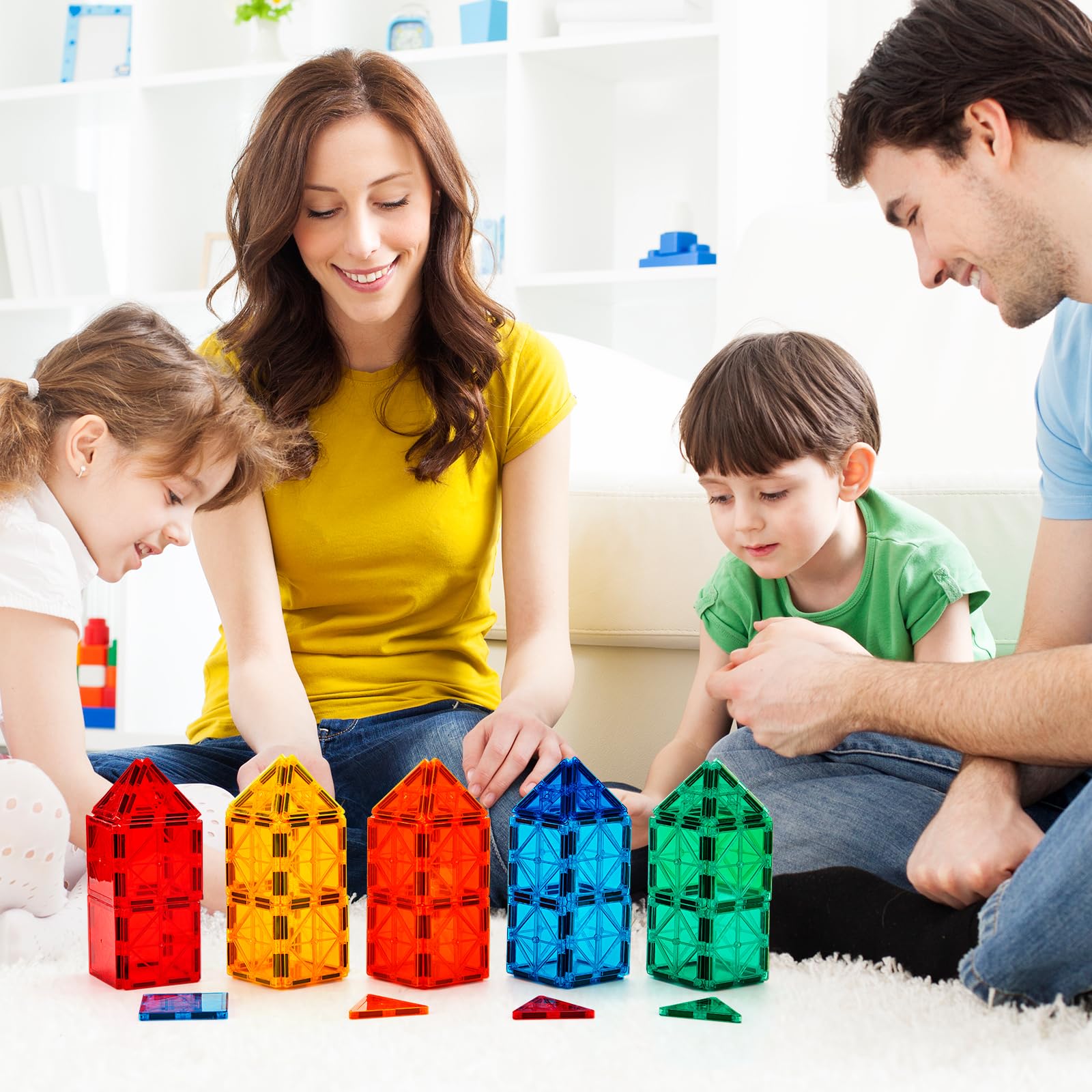FNJO Magnetic Tiles classroom use demonstrates collaborative STEM activities.