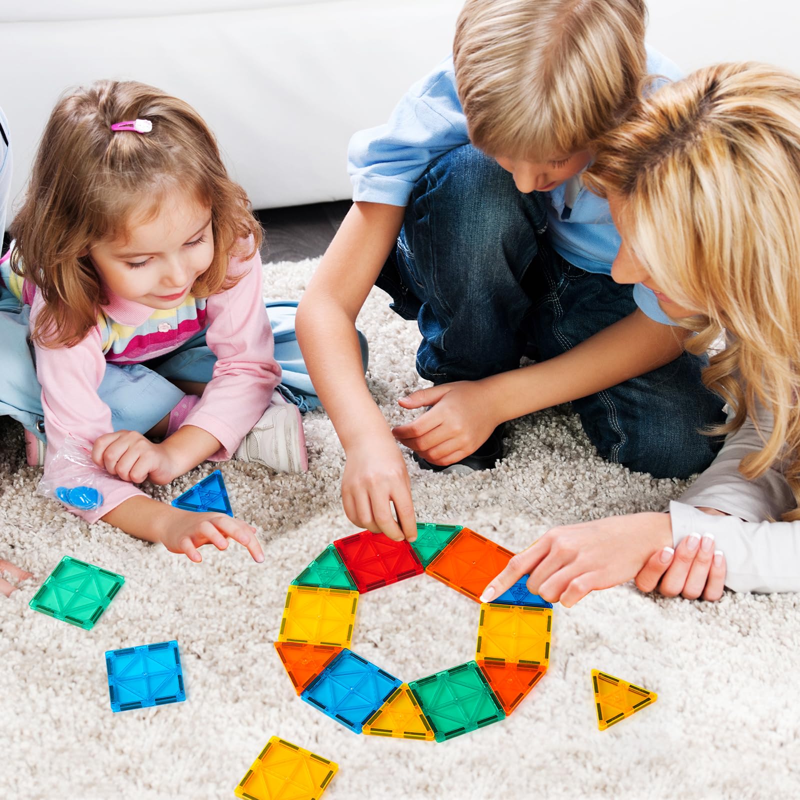 FNJO Magnetic Tiles kids building activity promotes hands-on learning.