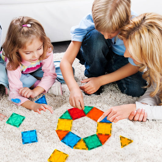 FNJO Magnetic Tiles kids building activity promotes hands-on learning.