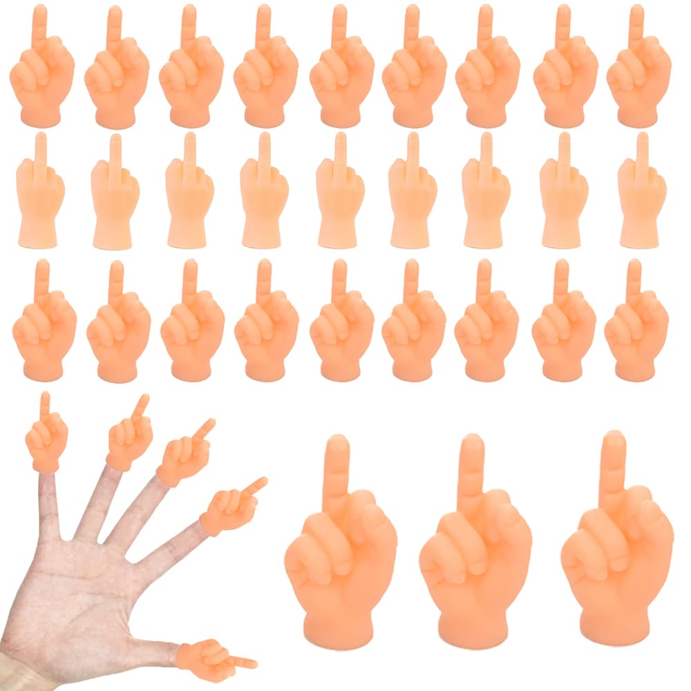 fnqiank 30-piece middle finger puppets pack close-up showing lifelike details for playful parties