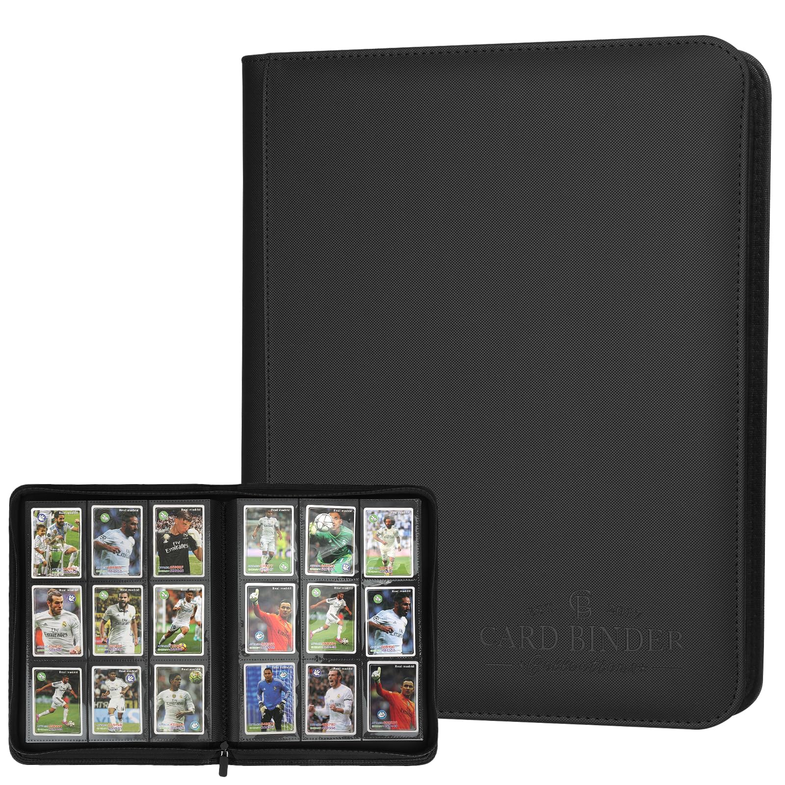 Foalgo binder open with 9-pocket layout for organized viewing.