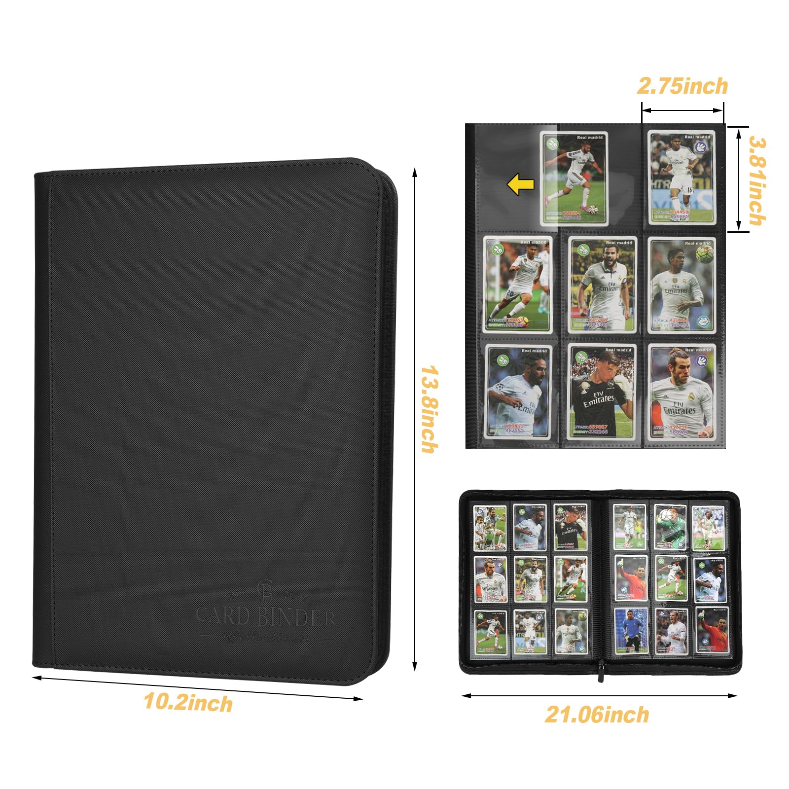 Zip closure on Foalgo binder keeps cards secure.