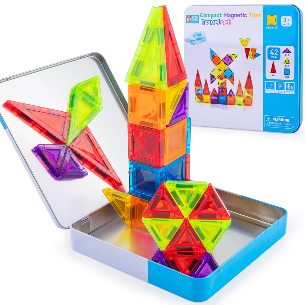 Foayex Easter travel magnetic tiles in case enable portable play on trips.