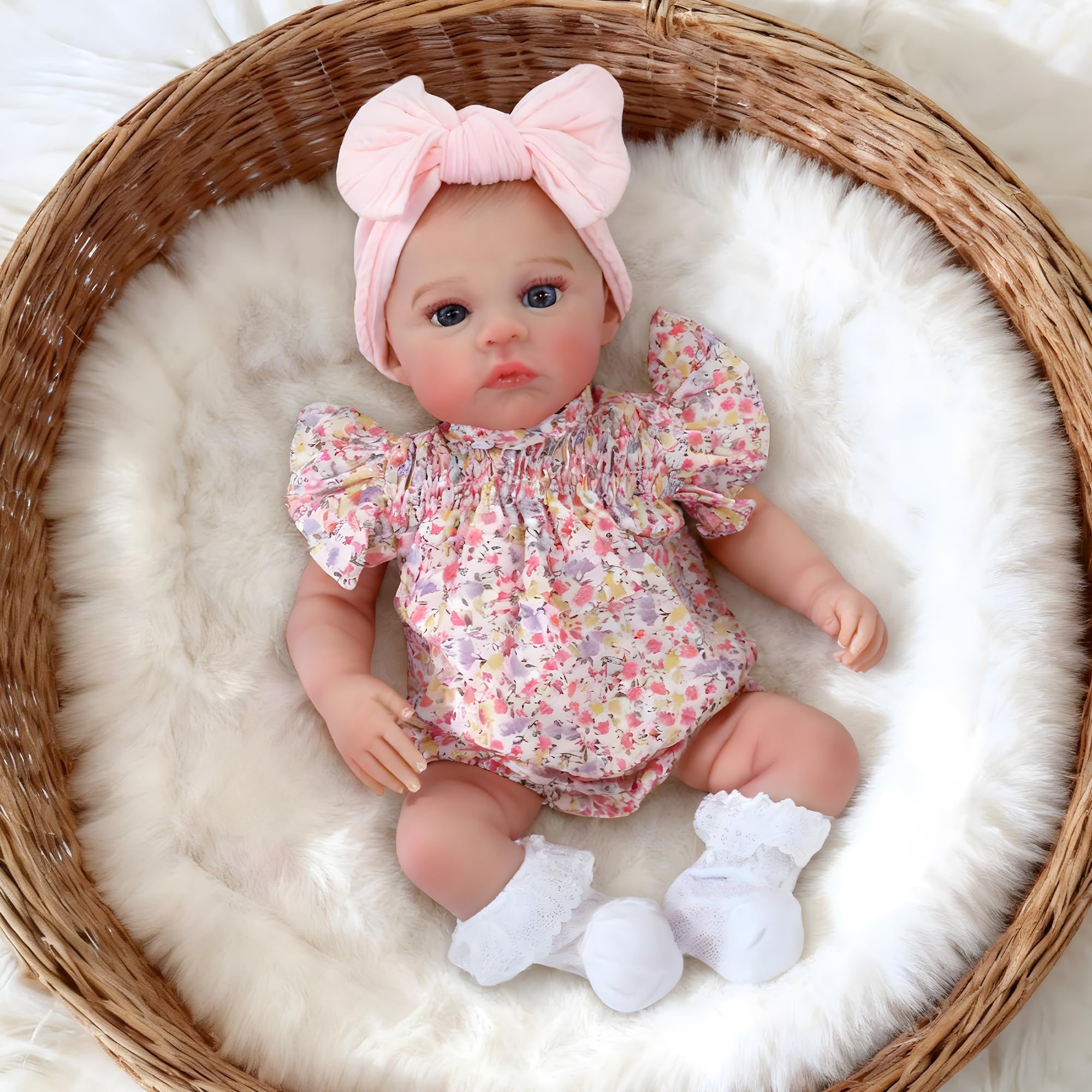 FOCKOF reborn doll 18inch face close-up pink for realistic pretend play.