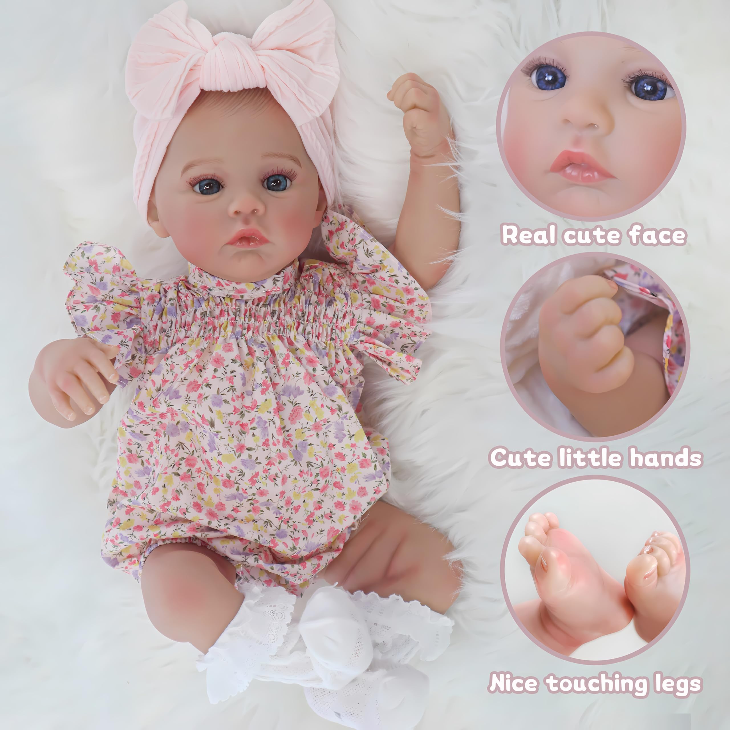 FOCKOF reborn doll 18inch hair detail for lifelike charm.