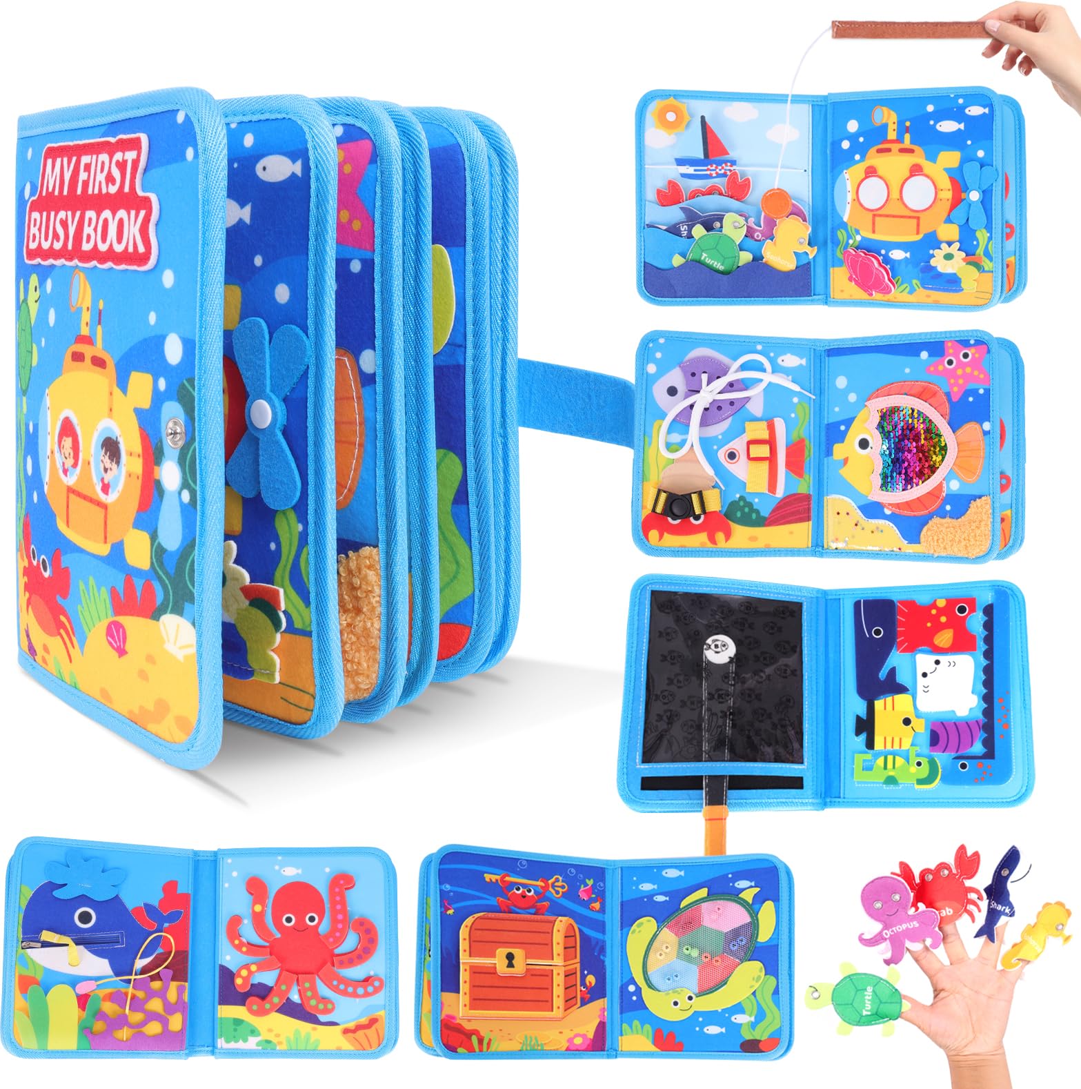 FoenixArte Ocean Busy Book cover inviting toddlers to explore sea-themed learning.