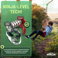 Fofana Ninja Slider Pulley attached to slackline in minutes