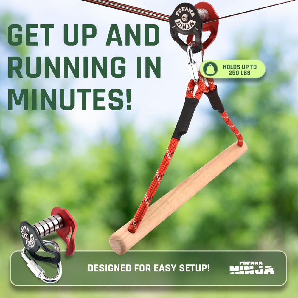 Fofana Ninja Slider Pulley slackline attachment setup in minutes