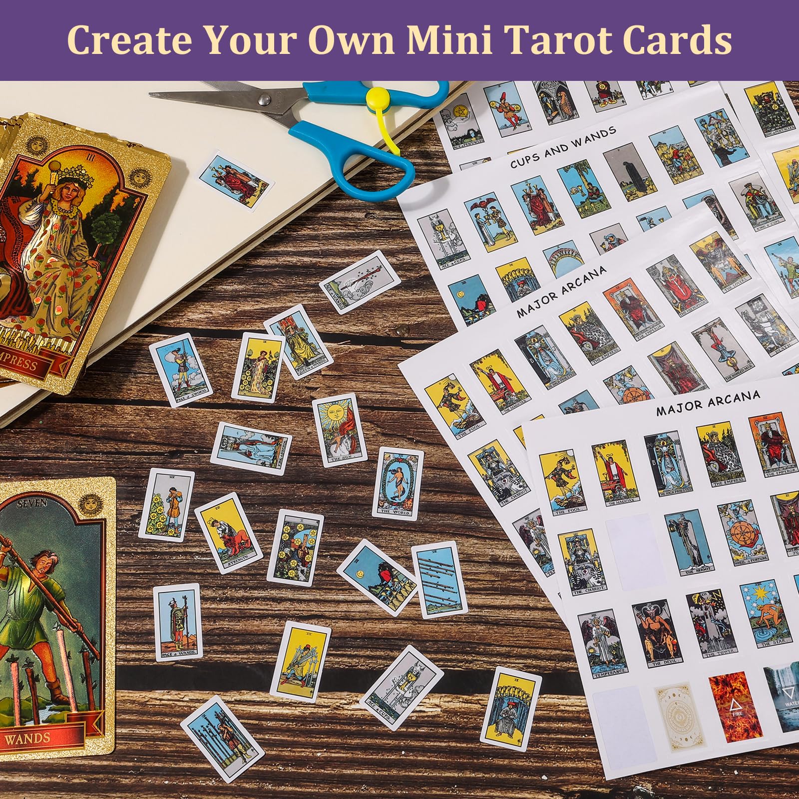 Fofeadm Rider Waite deck-inspired tarot sticker illustrations