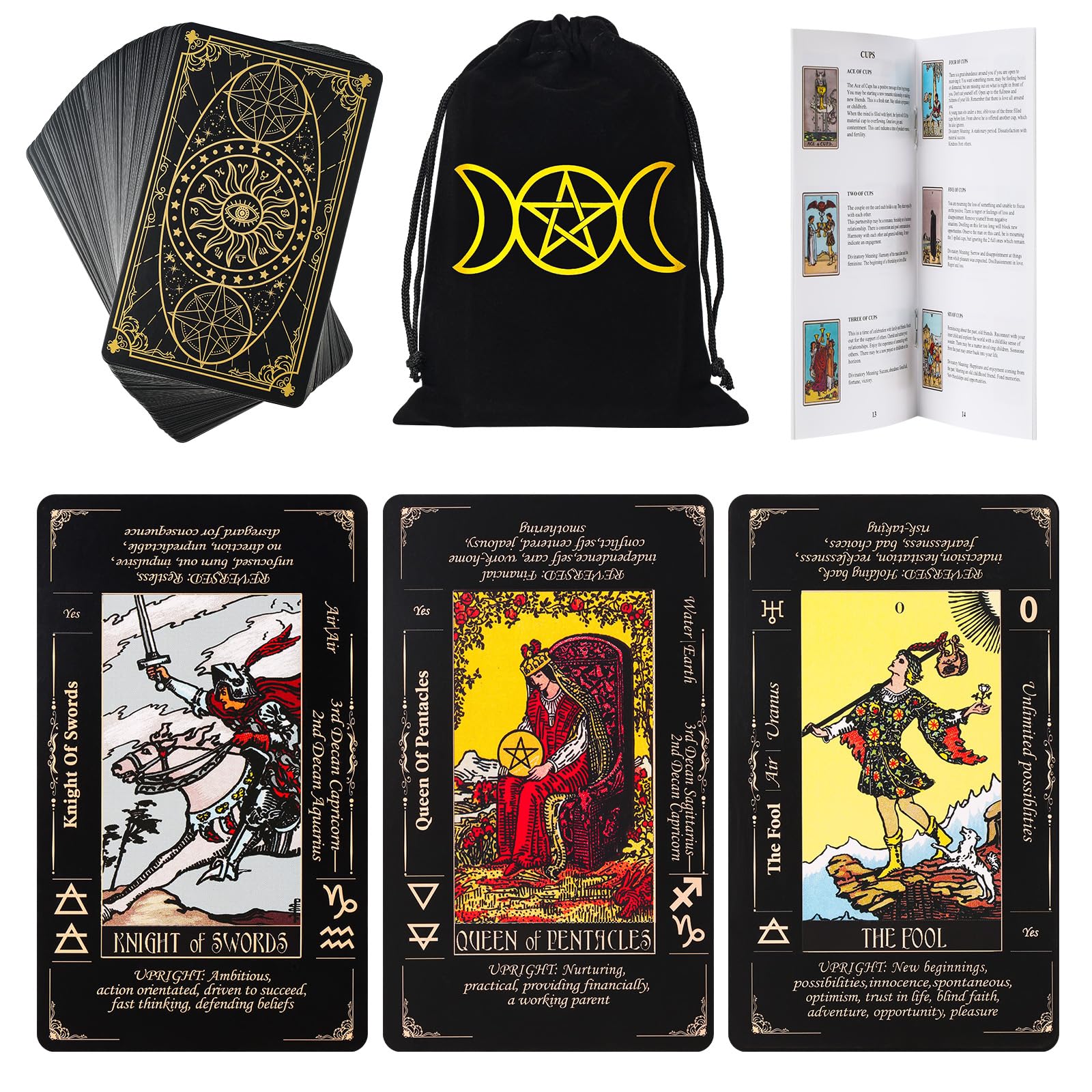 Fofeadm Tarot Cards front with keywords for quick learning.