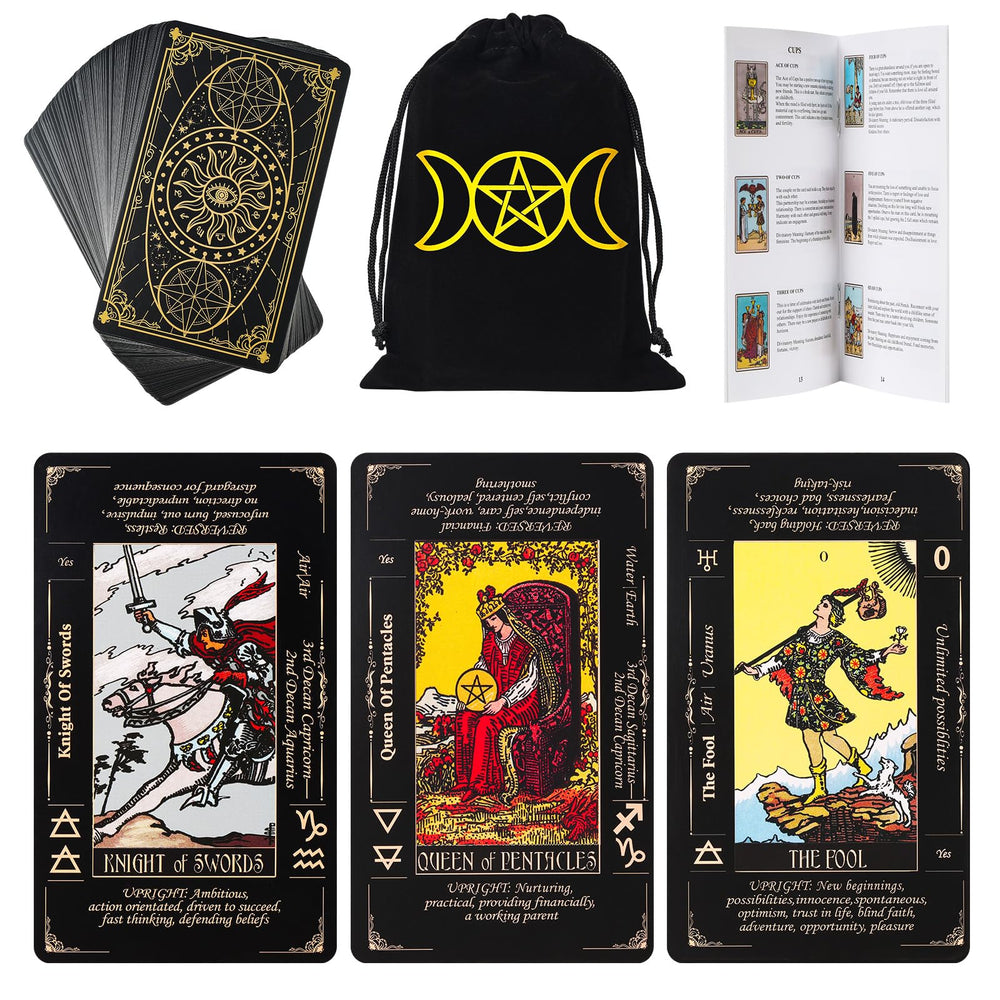 Fofeadm Tarot Cards front with keywords for quick learning.