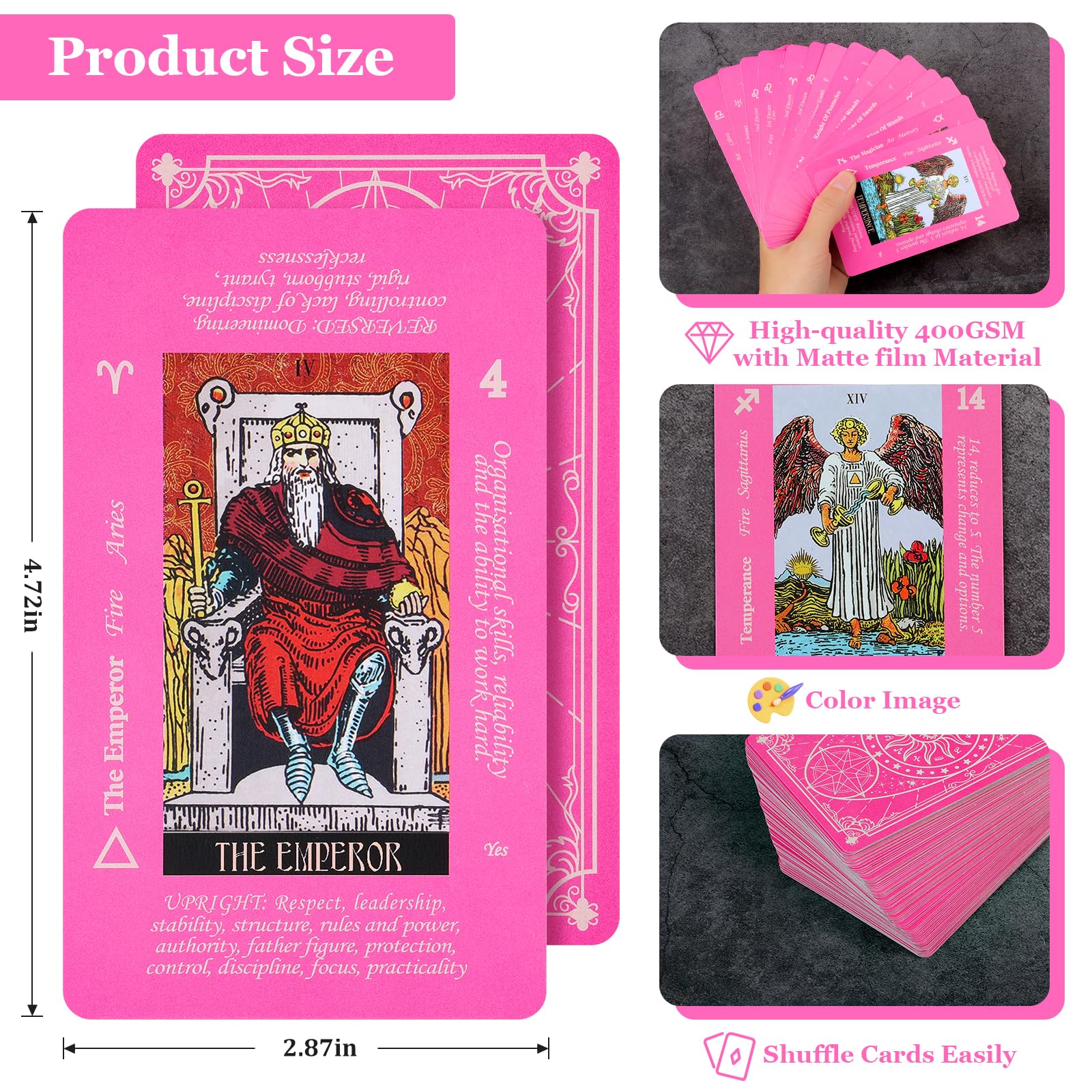 Fofeadm Tarot Cards keywords front highlights upright and reversed meanings