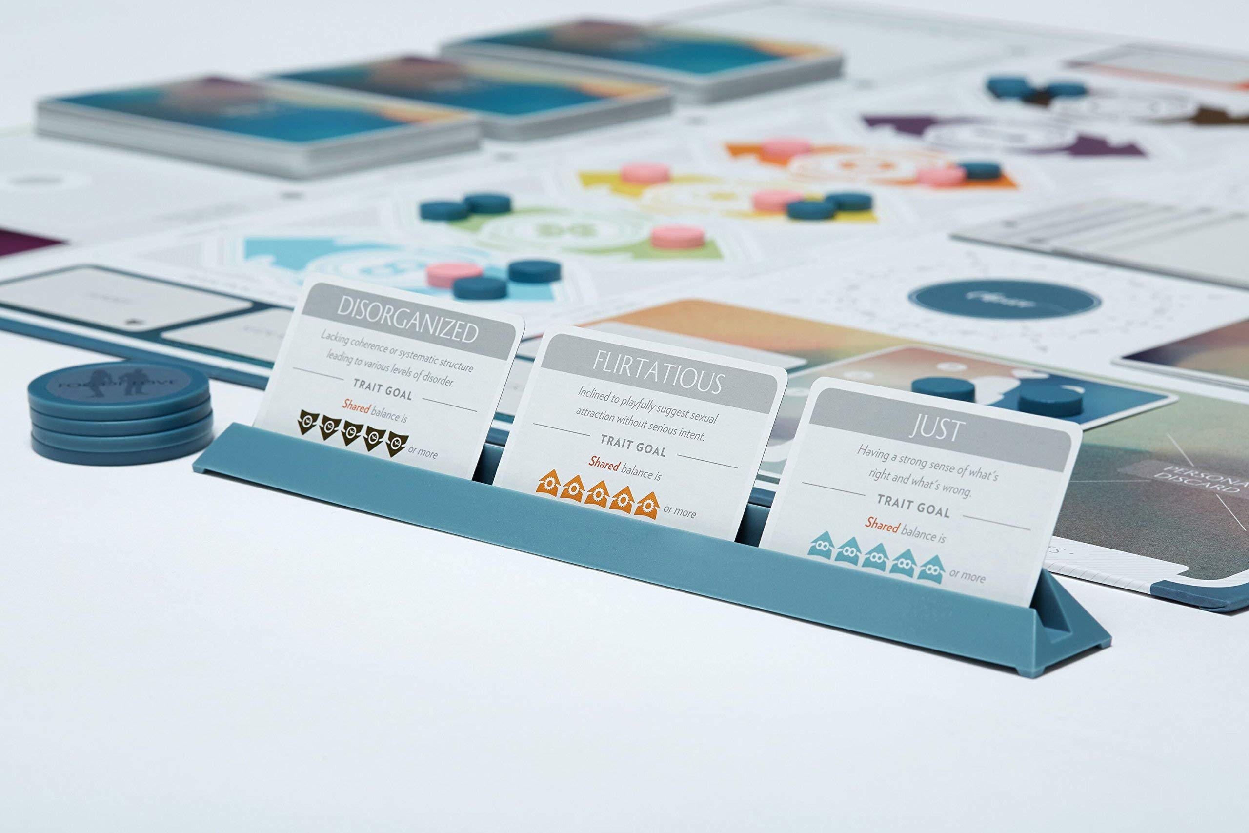 Fog of Love organizer insert and tokens keep gameplay tidy and ready.