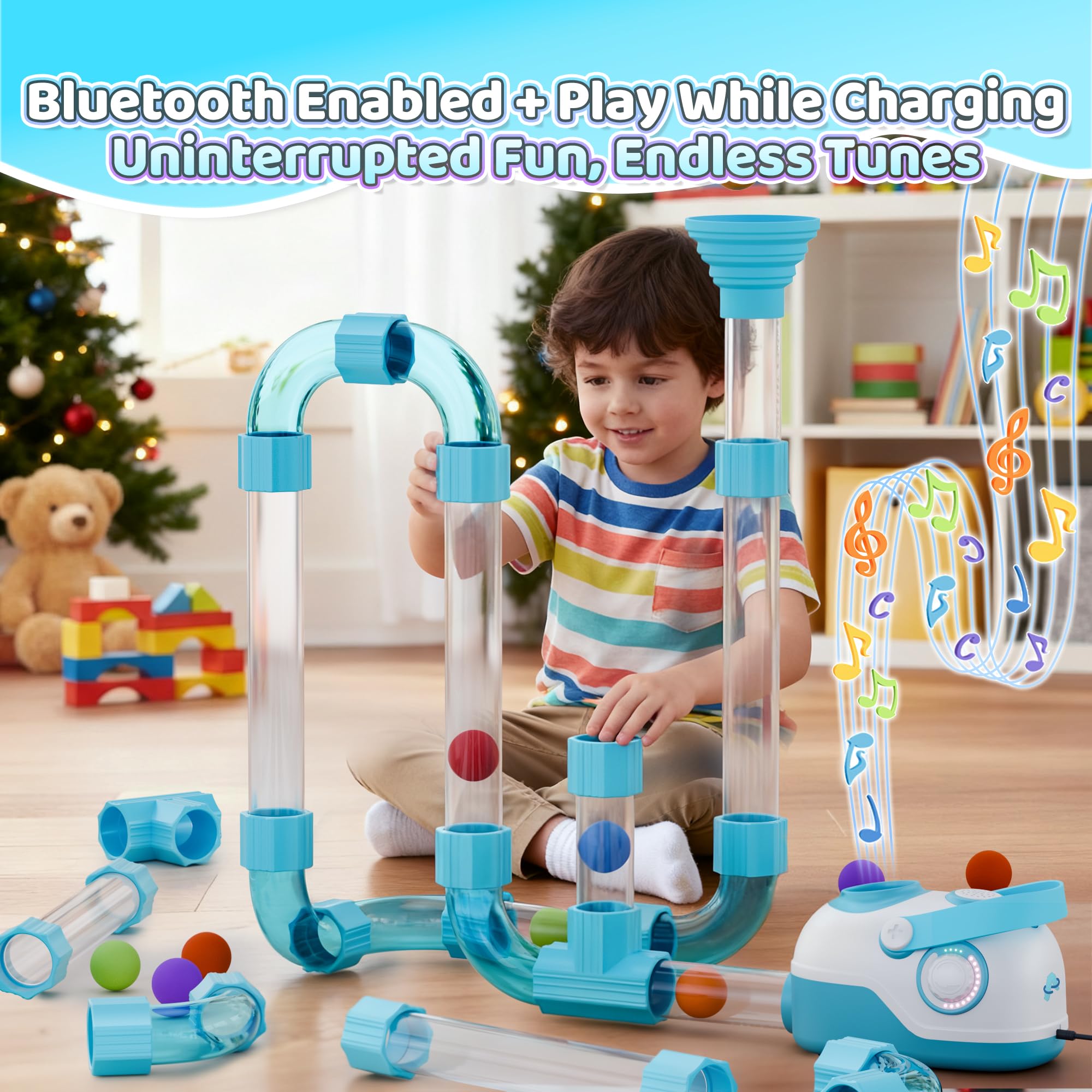 FOHEB air-powered STEM toy with Bluetooth music enhances active, creative play.
