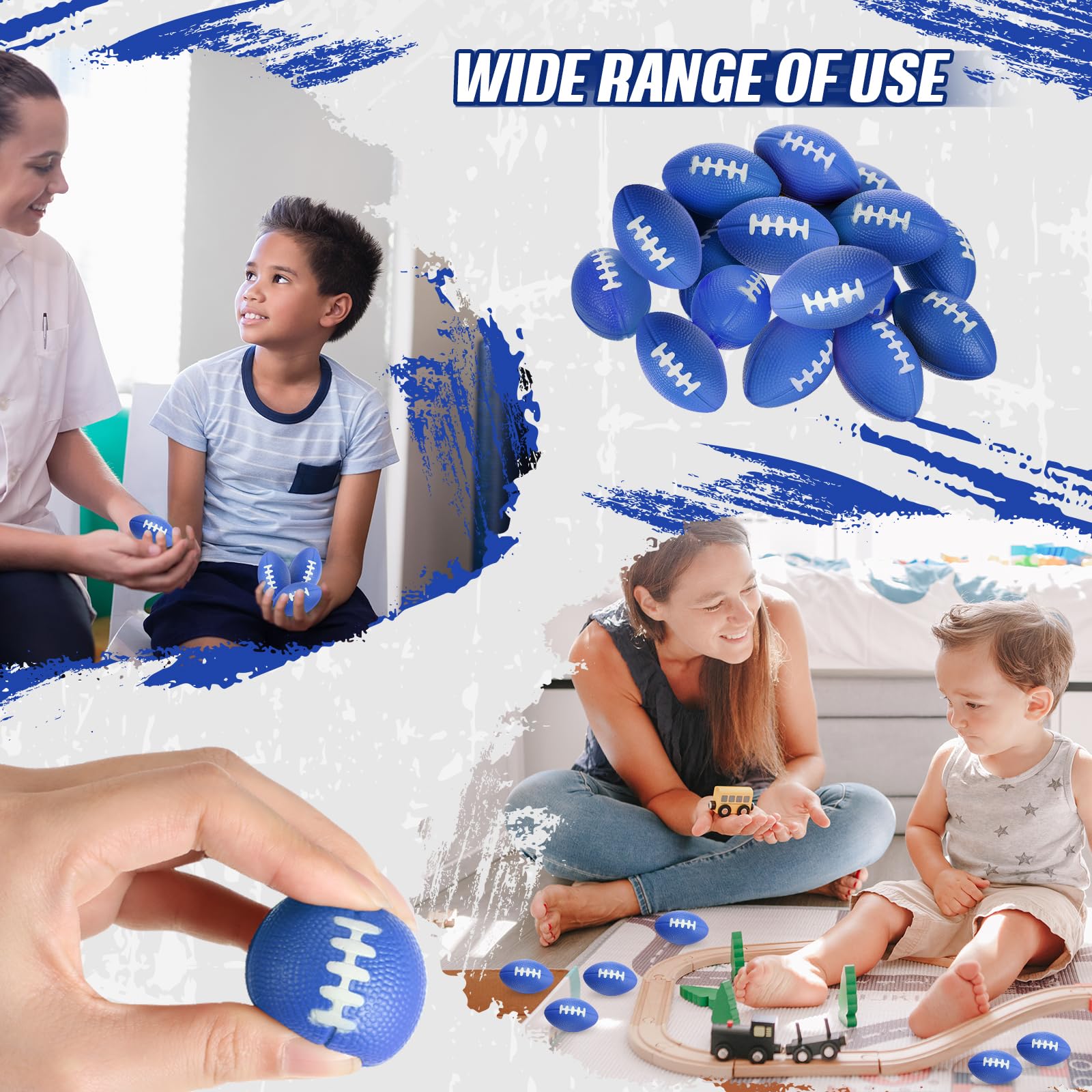 Foilswirl blue mini football stress ball pack 04 excellent game-day desk accessory