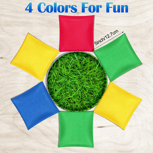 Foilswirl 5x5-inch bean bags in four-color set for family play.