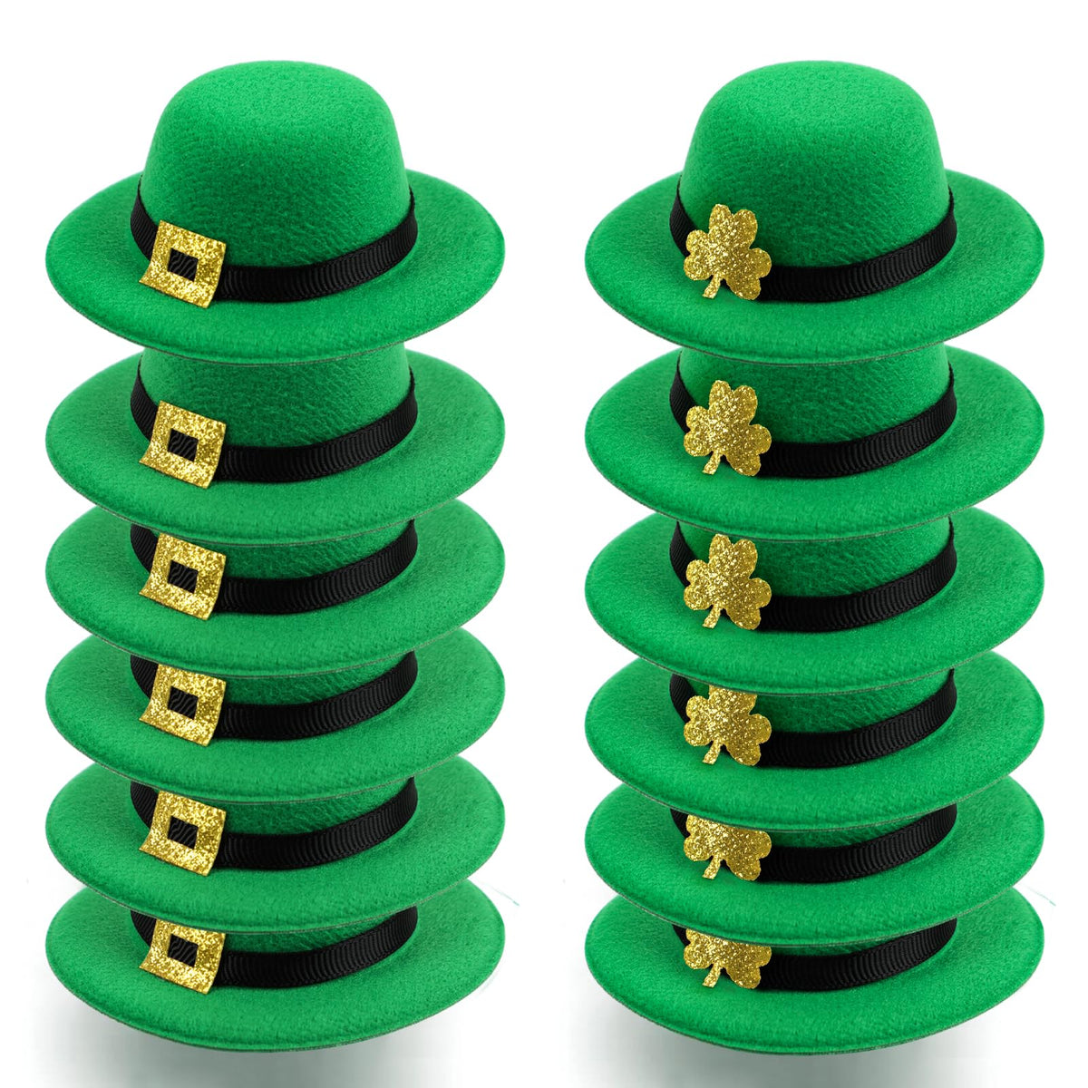 FOIMAS mini leprechaun hat with shamrock buckle for craft decor.