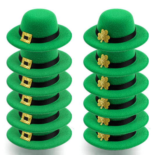 FOIMAS mini leprechaun hat with shamrock buckle for craft decor.