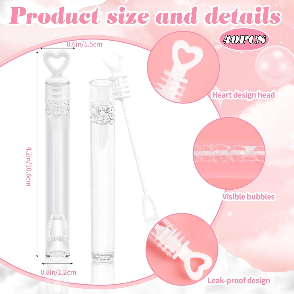 FOIMAS mini heart wedding bubble wand white handle closeup highlighting design.