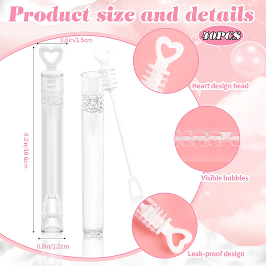 FOIMAS mini heart wedding bubble wand white handle closeup highlighting design.