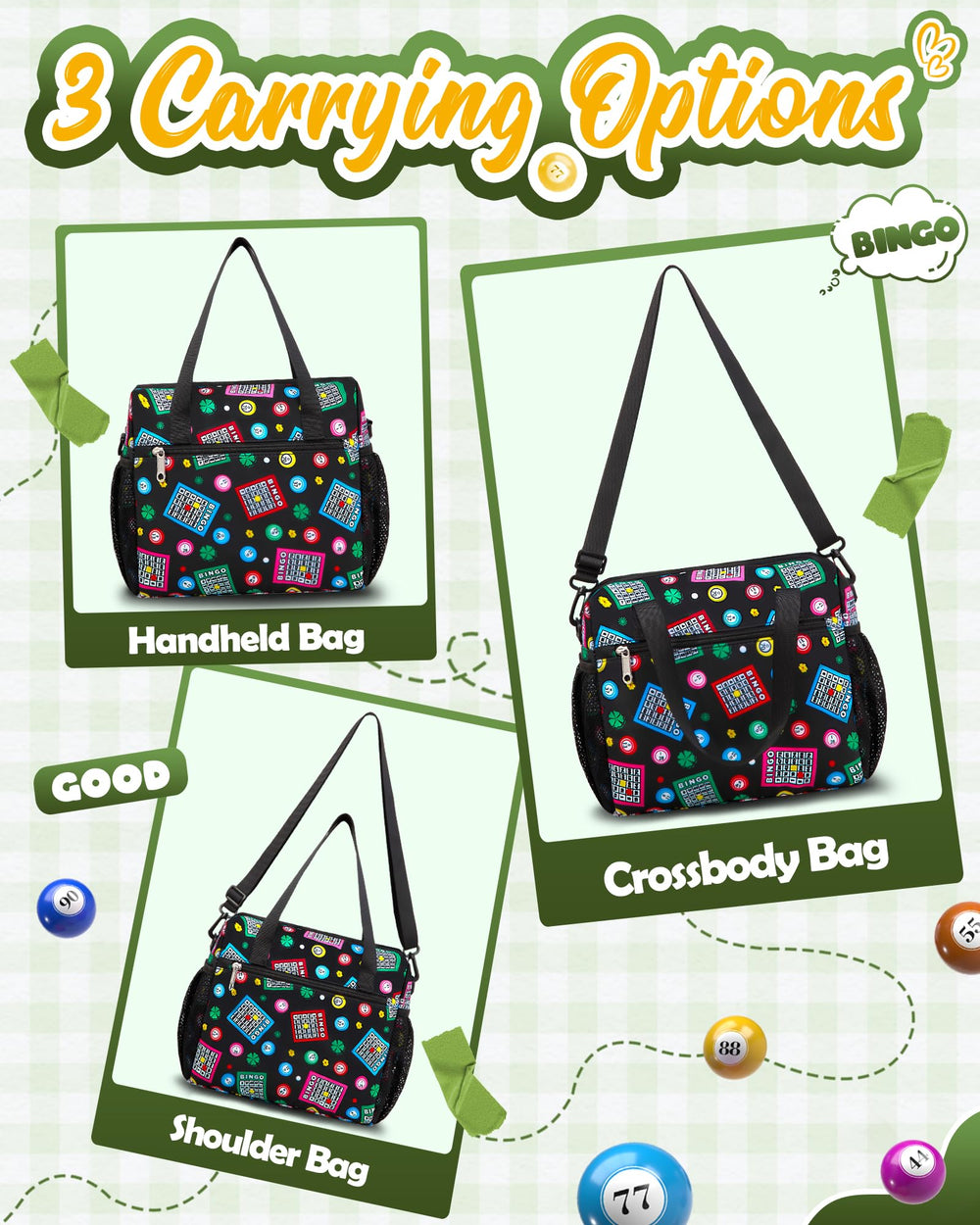 FOKDUVB Bingo Bag detachable strap for handheld, shoulder, or crossbody use