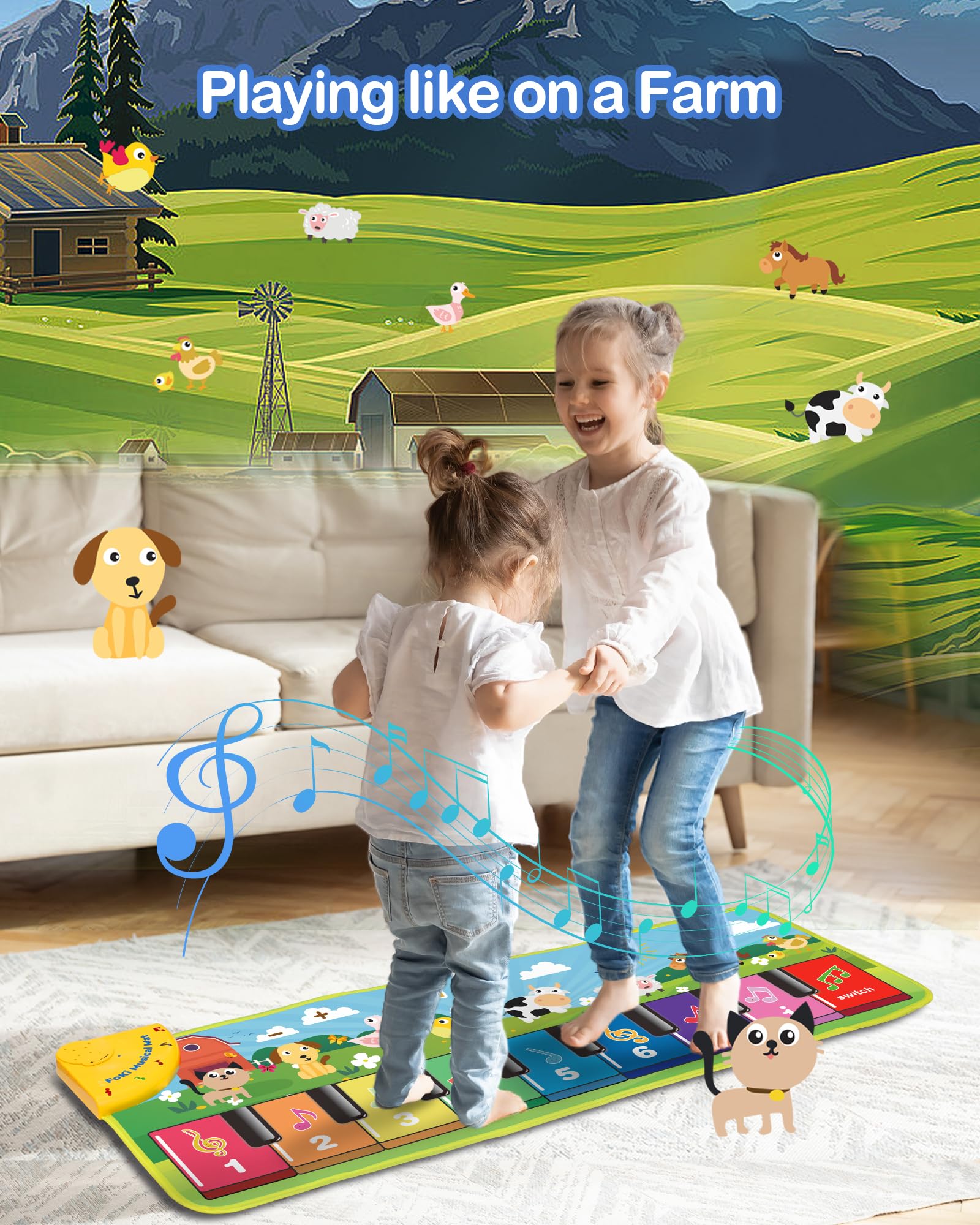 FOKI mat piano keys offering notes and 16 kid melodies