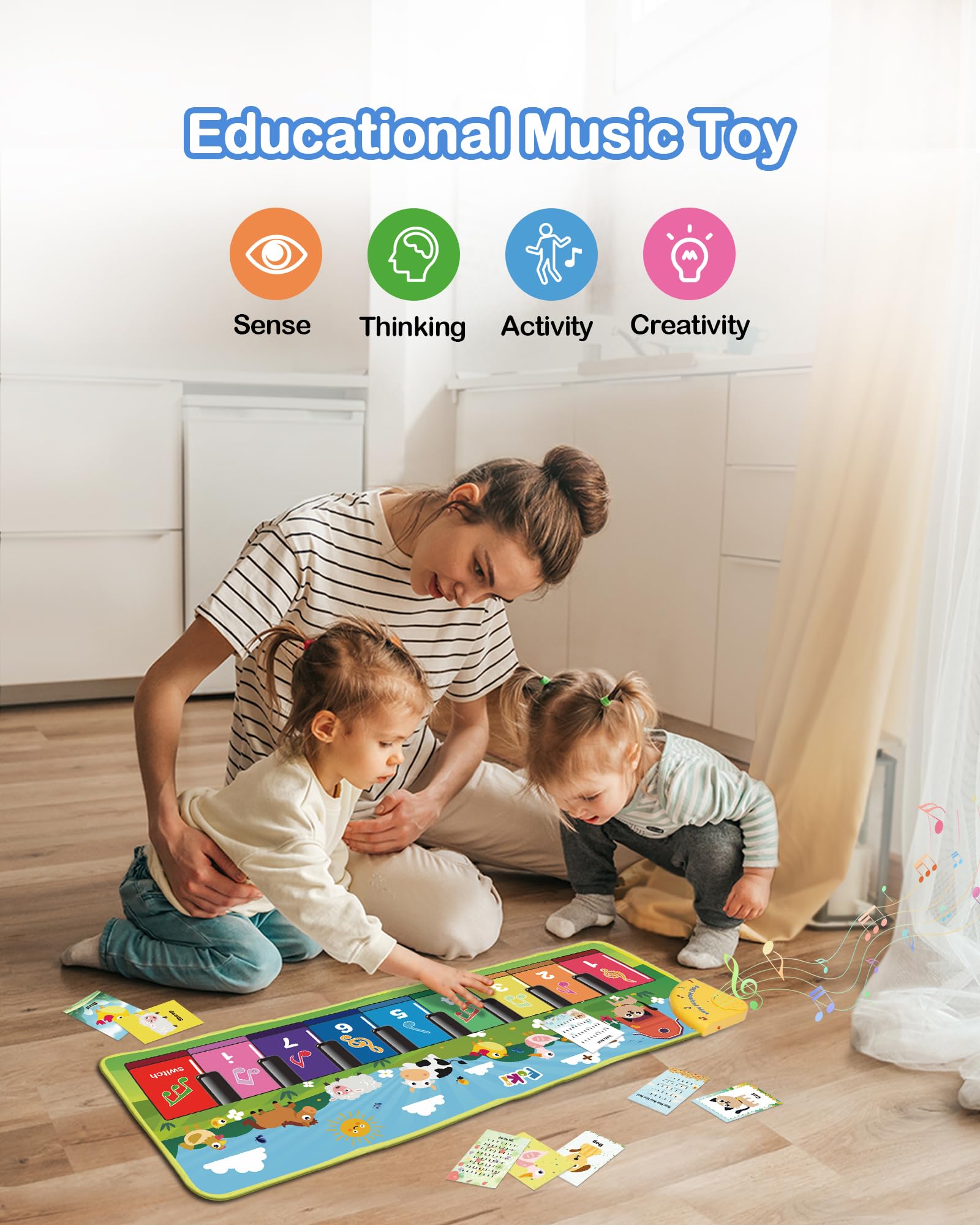 Anti-slip, soft surface keeps little feet safe during play