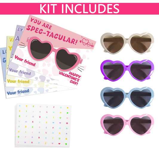 Fokuboo heart-shaped sunglasses closeup in bright colors, non-toxic and kid-friendly