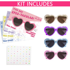 Fokuboo heart-shaped sunglasses closeup in bright colors, non-toxic and kid-friendly
