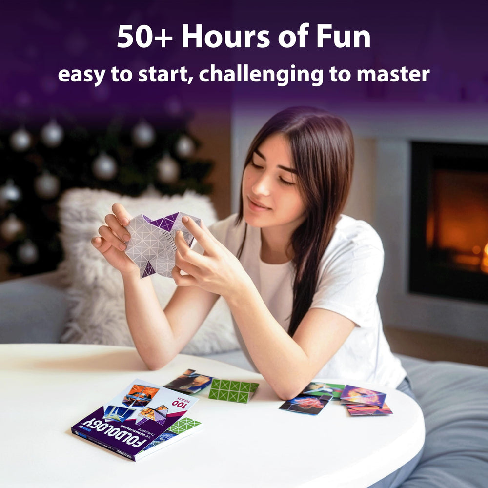 Foldology easy-to-start puzzles gradually increase in difficulty for mastery