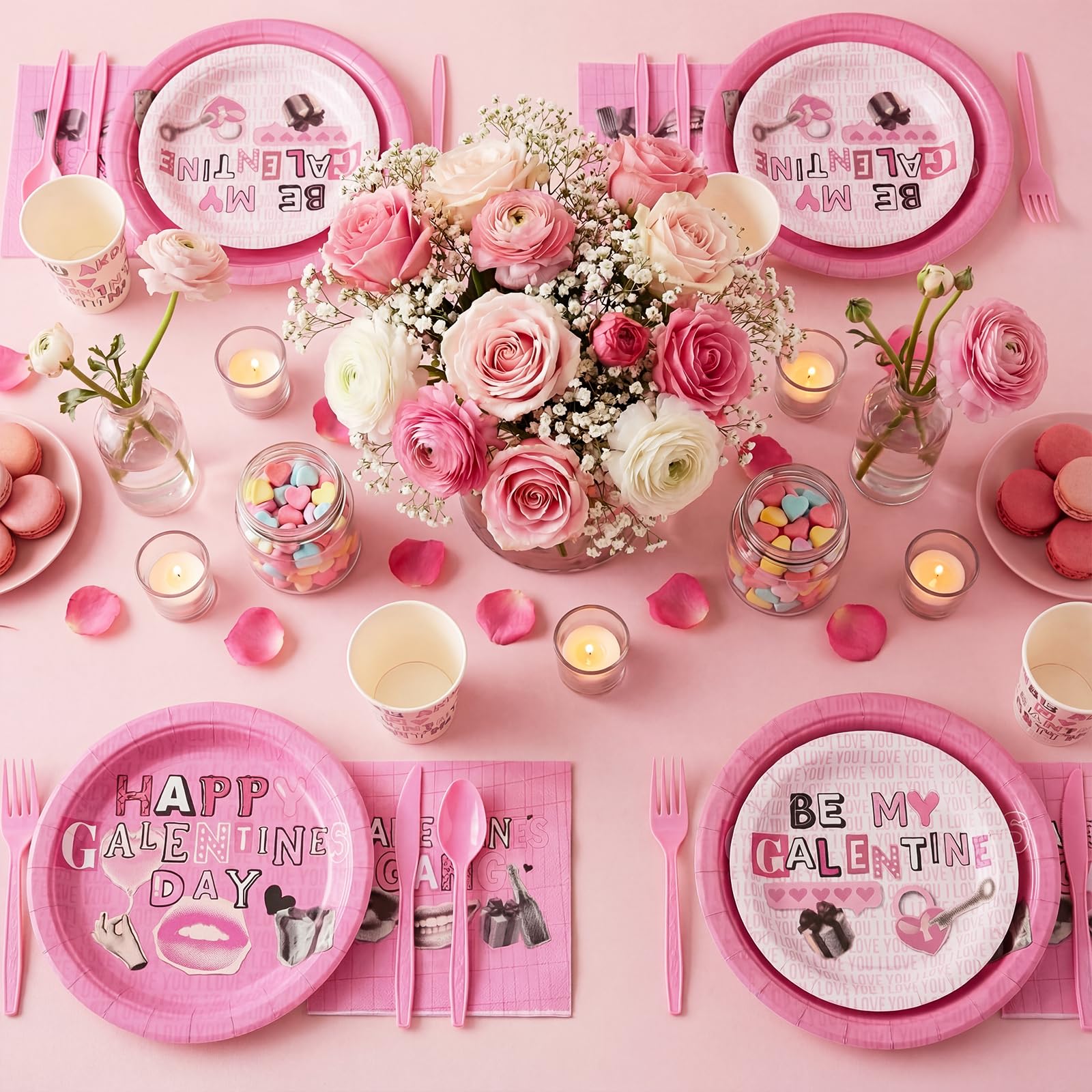 FoldTier Galentine's pink knives part of the flatware kit