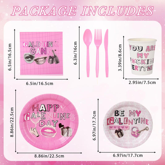 FoldTier Galentine's 7in pink plates ideal for sides or desserts
