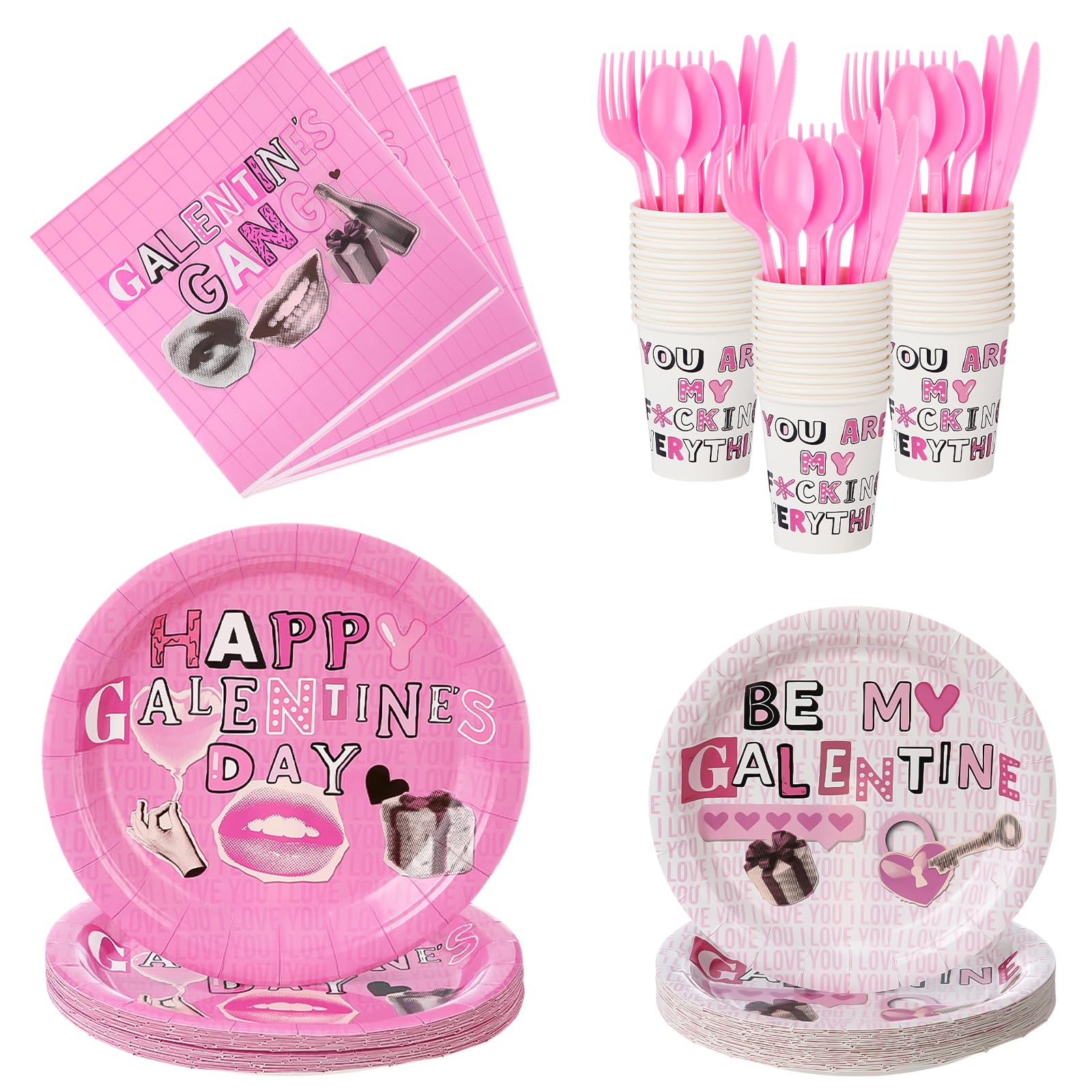 FoldTier Galentine's 9in pink plates shown for main courses and festive meals