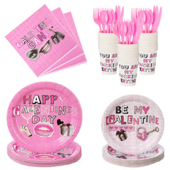 FoldTier Galentine's 9in pink plates shown for main courses and festive meals