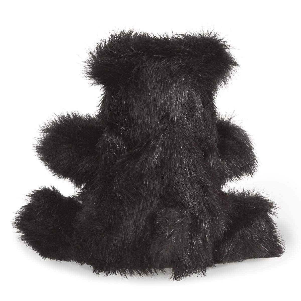 Folkmanis Baby Black Bear puppet in-hand action shows easy manipulation for kids.